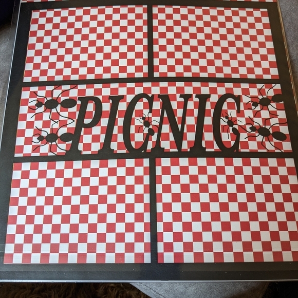 Scrapbook Memories 12x12 Album 2 Page Spread Laser Picnic Red Checkered Gingham - Picture 2 of 2